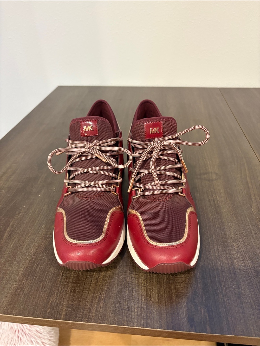 Michael Kors Burgundy, Pink and White Wedge Women's Sneakers